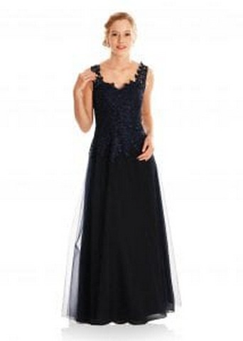 Langes, elegantes schwarzes Abendkleid mit Trägern ohne Ärmel